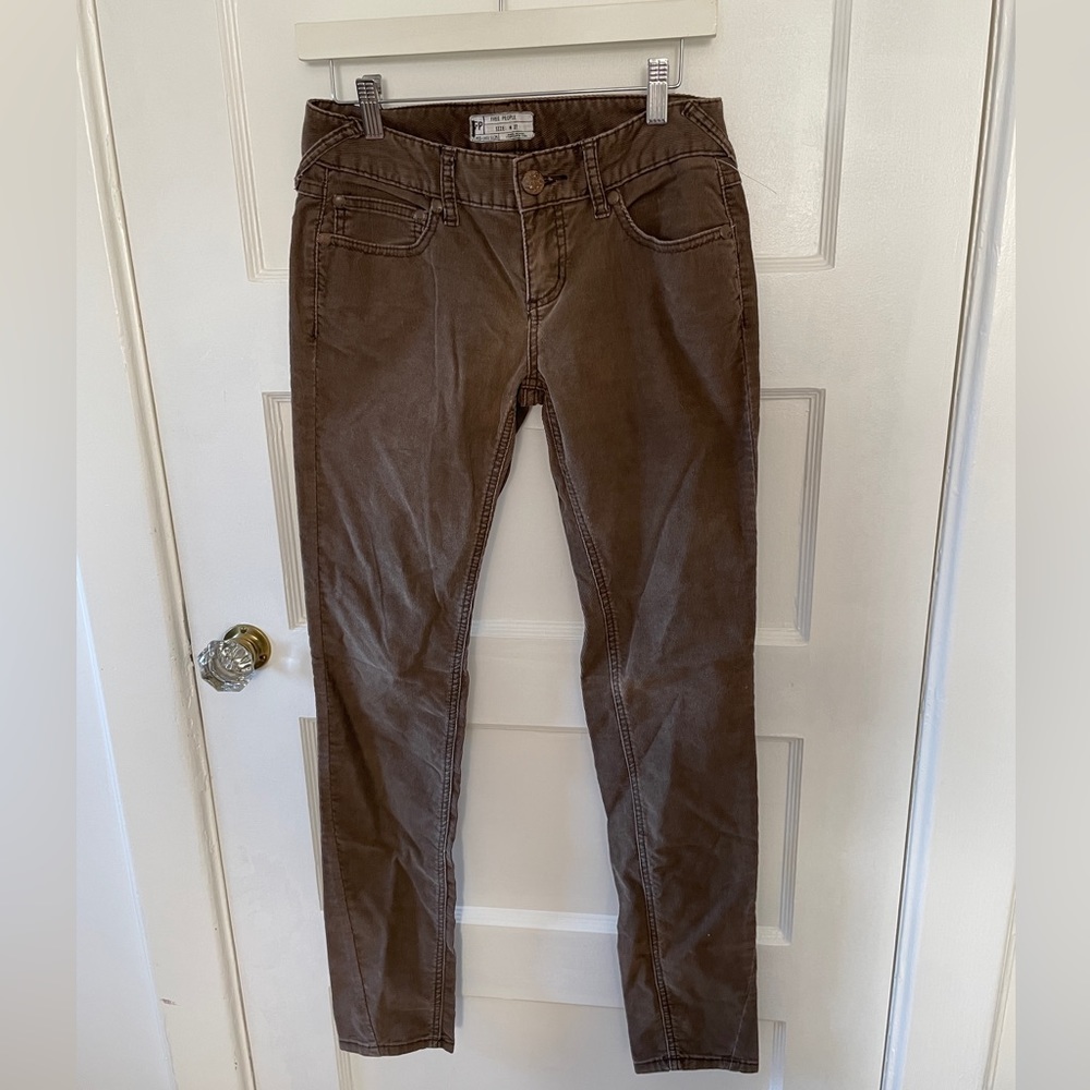Free People Skinny Corduroy Light Brown Pants (New, Size W27)